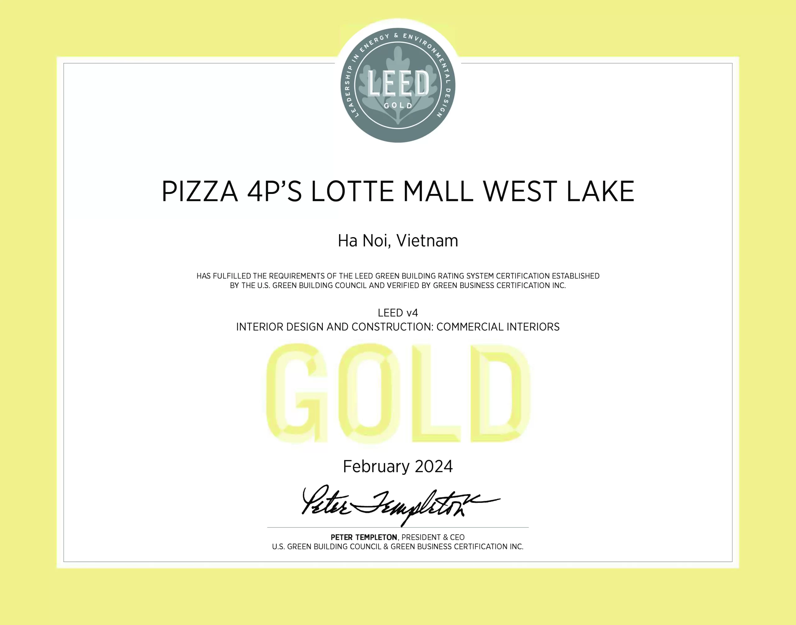 Pizza 4P’s Lotte Mall Tây Hồ